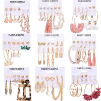 Zinc Alloy Earring Set Stud Earring & earring with turquoise & pearl & Cotton & Acrylic for woman & with rhinestone Sold By Set