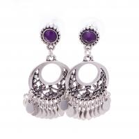 Zinc Alloy Drop Earrings plated folk style & punk style & for woman & with rhinestone silver color Sold By Bag