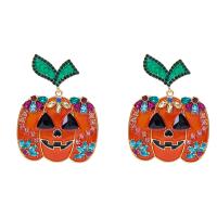 Zinc Alloy Drop Earring Pumpkin gold color plated fashion jewelry & Halloween Jewelry Gift & for woman Sold By Pair