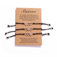 Fashion Create Wax Cord Bracelets, Stainless Steel, with Korean Waxed Cord, Heart, three pieces & for woman & hollow, Length:Approx 7-11.8 Inch, Sold By Set