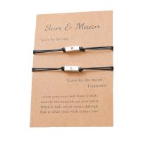 Fashion Create Wax Cord Bracelets, Tibetan Style, with Korean Waxed Cord, Rectangle, antique silver color plated, 2 pieces & Unisex, Length:Approx 6.3-11 Inch, Sold By Set