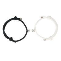 Couple Bracelet and Bangle Zinc Alloy with Cotton Cord Round plated 2 pieces & with magnetic & for couple Length Approx 7-11.8 Inch Sold By Set