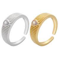 Cubic Zircon Brass δάχτυλο του δακτυλίου, Ορείχαλκος, επιχρυσωμένο, Ρυθμιζόμενο & μικρο ανοίξει κυβικά ζιρκονία & για τη γυναίκα, περισσότερα χρώματα για την επιλογή, 17x6.50mm, 5PCs/Παρτίδα, Sold Με Παρτίδα
