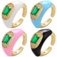 Cubic Zirconia Micro Pave Brass Ring Heart plated Adjustable & micro pave cubic zirconia & for woman & enamel Sold By Lot