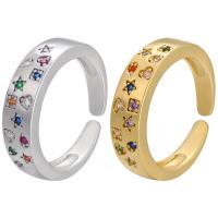 Kubisk Circonia Micro bane messing Ring, forgyldt, Justerbar & Micro Pave cubic zirconia & for kvinde, flere farver til valg, 21x5.50mm, 5pc'er/Lot, Solgt af Lot