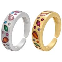 Kubisk Circonia Micro bane messing Ring, forgyldt, Justerbar & Micro Pave cubic zirconia & for kvinde, flere farver til valg, 21.50x18.50mm, 5pc'er/Lot, Solgt af Lot