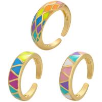 Brass δάχτυλο του δακτυλίου, Ορείχαλκος, επιχρυσωμένο, Ρυθμιζόμενο & για τη γυναίκα & σμάλτο, περισσότερα χρώματα για την επιλογή, 22x6mm, 5PCs/Παρτίδα, Sold Με Παρτίδα
