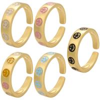 Mässing Finger Ring, guldfärg pläterade, Justerbar & för kvinna & emalj, fler färger för val, 21.50x18.50mm, 5PC/Lot, Säljs av Lot