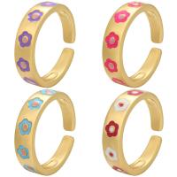 Mässing Finger Ring, guldfärg pläterade, Justerbar & för kvinna & emalj, fler färger för val, 20x5.30mm, 5PC/Lot, Säljs av Lot