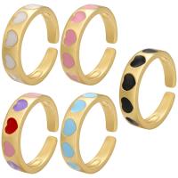 Brass Finger Ring gold color plated Adjustable & for woman & enamel Sold By Lot