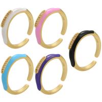 Kubisk Circonia Micro bane messing Ring, guldfarve belagt, Justerbar & Micro Pave cubic zirconia & for kvinde & emalje, flere farver til valg, 21.50mm, 5pc'er/Lot, Solgt af Lot