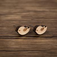 Wood Earring with Stainless Steel Bird plated fashion jewelry & for woman original color Sold By Pair