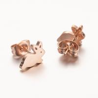 Stainless Steel Stud Earrings Rabbit plated fashion jewelry & for woman original color Sold By Pair