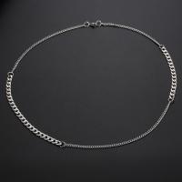 Titanová ocel náhrdelník, Titanium ocel, lesklý, Patchwork & unisex & různé velikosti pro výběr & obrubník řetěz, stříbro, 6x3mm, Prodáno By Strand