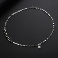 Titanium Steel Necklace Lock polished patchwork & Unisex & curb chain & rolo chain & box chain silver color Sold By Strand