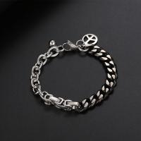 Titanium Steel Bracelet & Bangle, polished, patchwork & Unisex & different size for choice & curb chain & oval chain, silver color, 8.70x6.40x7.80mm, Sold By PC