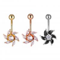 Stainless Steel Belly Ring plated Unisex & with cubic zirconia Sold By PC