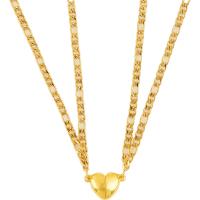 Par halskæde, Stainless Steel, Heart, guldfarve belagt, 2 stykker & Snoet stykke kæde & med magnetisk & for par, Længde Ca. 17.7-19.6 inch, Solgt af sæt