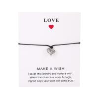 Fashion Create Wax Cord Bracelets Zinc Alloy with Korean Waxed Cord Heart antique silver color plated Unisex & hollow Sold Per Approx 7-11.8 Inch Strand