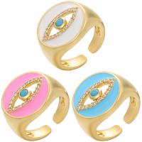 Kubisk Circonia Micro bane messing Ring, guldfarve belagt, Justerbar & Micro Pave cubic zirconia & for kvinde & emalje, flere farver til valg, 22x17mm, 5pc'er/Lot, Solgt af Lot