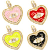 Rhinestone Brass Pendants Heart gold color plated enamel & with rhinestone Approx 1.5mm Sold By Lot