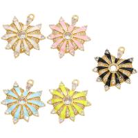 Cubic Zirconia Micro Pave Brass Pendant, Heart, gold color plated, micro pave cubic zirconia & enamel, more colors for choice, 26x29mm, Hole:Approx 1.8mm, 5PCs/Lot, Sold By Lot