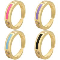 Kubisk Circonia Micro bane messing Ring, guldfarve belagt, Justerbar & Micro Pave cubic zirconia & for kvinde & emalje, flere farver til valg, 21x4.80mm, Hole:Ca. 1.5mm, Indvendig diameter:Ca. 17mm, 5pc'er/Lot, Solgt af Lot