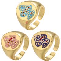 Brass Finger Ring, gold color plated, Adjustable & for woman & enamel, more colors for choice, 22x17mm, Hole:Approx 1.5mm, Inner Diameter:Approx 17mm, 5PCs/Lot, Sold By Lot
