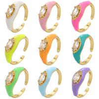Cubic Zircon Brass Finger Ring, gold color plated, Adjustable & micro pave cubic zirconia & for woman & enamel, more colors for choice, 21x8mm, Hole:Approx 1.5mm, Inner Diameter:Approx 17mm, 5PCs/Lot, Sold By Lot