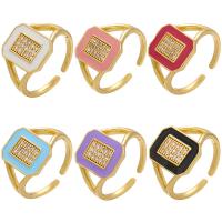 Cubic Zirconia Micro Pave Brass Ring gold color plated Adjustable & micro pave cubic zirconia & for woman & enamel Approx 1.5mm Inner Approx 17mm Sold By Lot