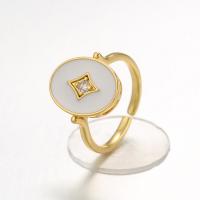 Cubic Zircon Brass prst prsten, Mosaz, barva pozlacený, Nastavitelný & micro vydláždit kubické zirkony & pro ženy & smalt, více barev na výběr, 20.50x15mm, Otvor:Cca 1.5mm, Vnitřní průměr:Cca 17mm, 5PC/Lot, Prodáno By Lot