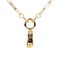 Cubic Zircon Micro Pave Brass Necklace, Hand, gold color plated, fashion jewelry & Unisex & micro pave cubic zirconia, nickel, lead & cadmium free, 26x26mm, Length:19.69 Inch, Sold By PC