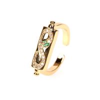 Латунь Манжеты палец кольцо, плакирован золотом, ювелирные изделия моды & инкрустированное микро кубического циркония & Женский, не содержит никель, свинец, 6mm, продается PC