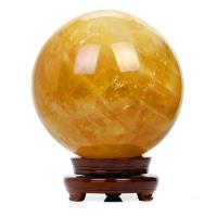 perles de citrine sphère de boule, Rond, poli, pour la maison et le bureau, Jaune, Vendu par PC