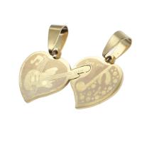 Stainless Steel Couple Pendants, Heart, more colors for choice, 20x36x1mm, Sold By PC