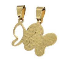 Stainless Steel Couple Pendants, Butterfly, golden, 23x30x1mm, Sold By PC