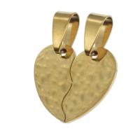 Stainless Steel Couple Pendants, Heart, golden, 18x20x1mm, Sold By PC