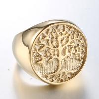 Titanium Čelik Finger Ring, Lucky Tree, pozlaćen, za čovjeka, više boja za izbor, 20mm, Prodano By PC