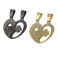 Stainless Steel Couple Pendants, Heart, more colors for choice, 25x27x1mm, Sold By PC