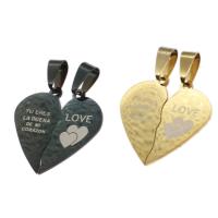 Stainless Steel Couple Pendants, Heart, more colors for choice, 27x28x1mm, Sold By PC