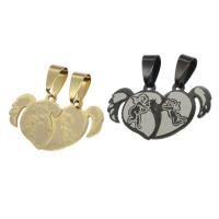 Stainless Steel Couple Pendants, Heart, more colors for choice, 19x33x1mm, Sold By PC