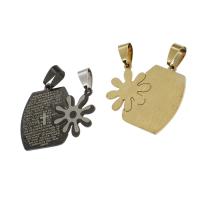 Stainless Steel Couple Pendants, more colors for choice, 27x32x1mm, Sold By PC