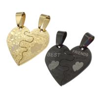 Stainless Steel Couple Pendants, Heart, more colors for choice, 25x29x1mm, Sold By PC