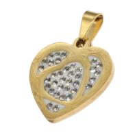 Colgantes de Acero Inoxidable, Corazón, con diamantes de imitación, más colores para la opción, 20x20x2mm, Vendido por UD