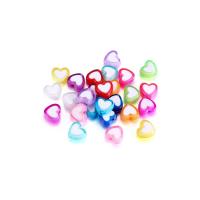 Acryl Schmuck Perlen, Herz, DIY & Epoxy Aufkleber, gemischte Farben, 7.60x8.50mm, 500PCs/Tasche, verkauft von Tasche