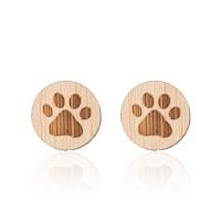 Wood Earring with Stainless Steel plated fashion jewelry & for woman original color Sold By Pair