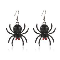 Tibetan Style Drop Earring, Spider, gun black plated, fashion jewelry & for woman & with rhinestone, black, 35x55mm, Sold By Pair
