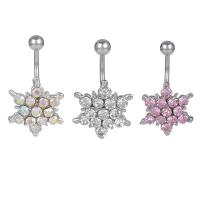 Stainless Steel Belly Ring platinum color plated Unisex & with cubic zirconia 5mm Sold By PC