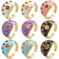 Rhinestone Finger Ring, Brass, gold color plated, Adjustable & for woman & enamel & with rhinestone, more colors for choice, 21x14mm, Hole:Approx 1.5mm, Inner Diameter:Approx 17mm, 5PCs/Lot, Sold By Lot