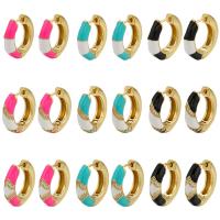 Messing Huggie Hoop Earring, gold plated, verschillende stijlen voor de keuze & voor vrouw & met strass, meer kleuren voor de keuze, 19x19mm, 5paren/Lot, Verkocht door Lot